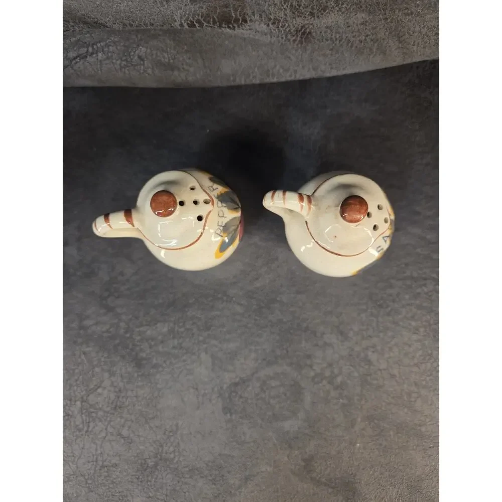 Vintage Japan Ceramic Radish Salt and Pepper Shakers Hand Painted Pitcher Style